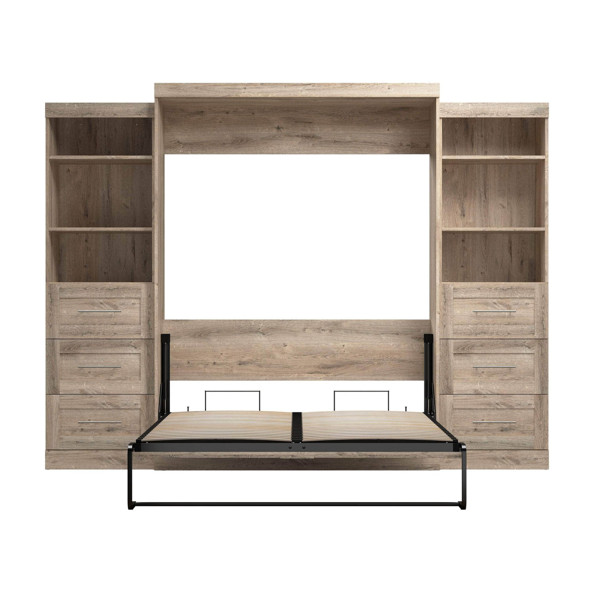 Modubox Pur 115" Queen Size Murphy Wall Bed with 2 Storage Units, image 25