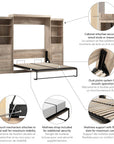 Modubox Pur 115" Queen Size Murphy Wall Bed with 2 Storage Units, image 26