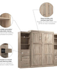 Modubox Pur 115" Queen Size Murphy Wall Bed with 2 Storage Units, image 27