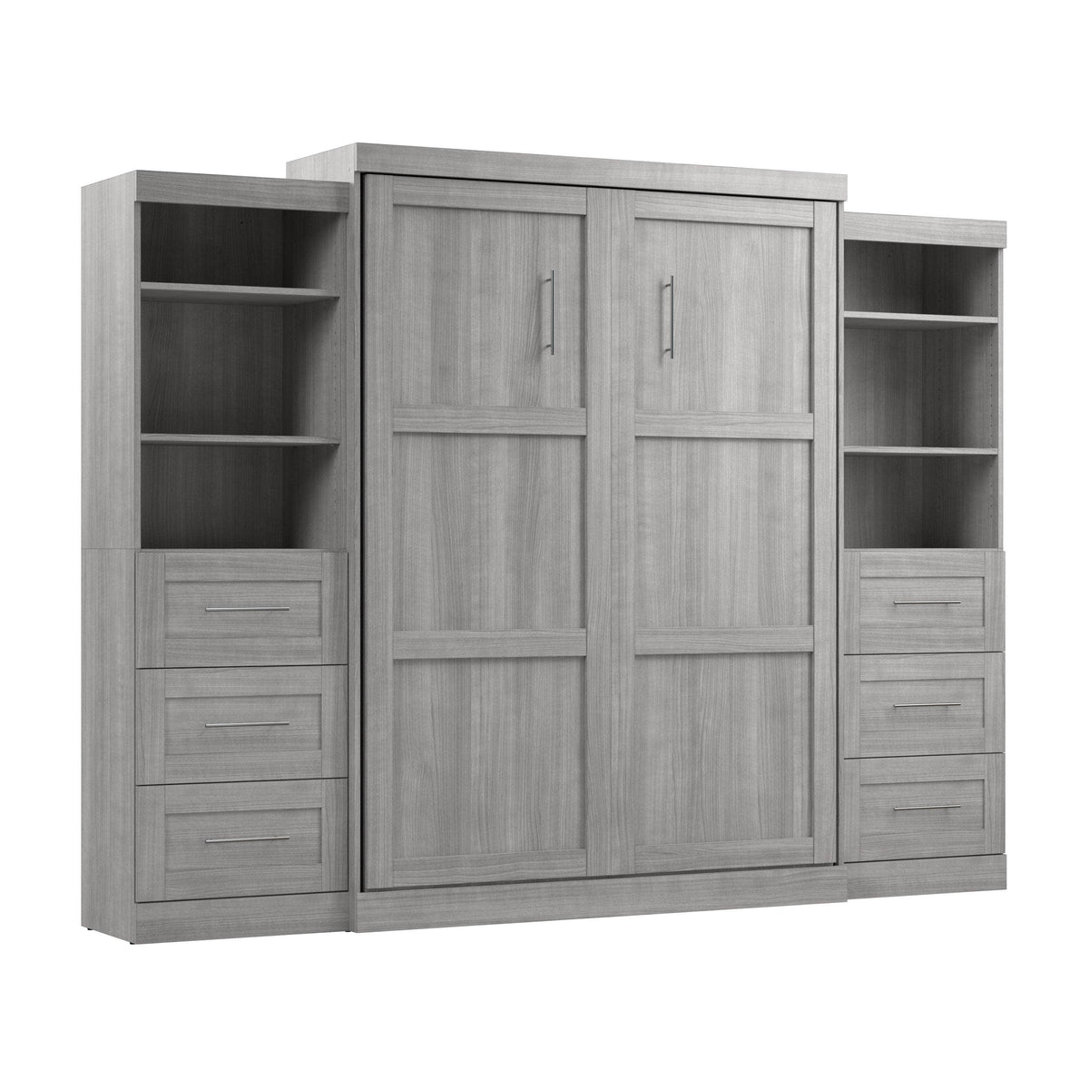 Modubox Pur 115" Queen Size Murphy Wall Bed with 2 Storage Units, image 35