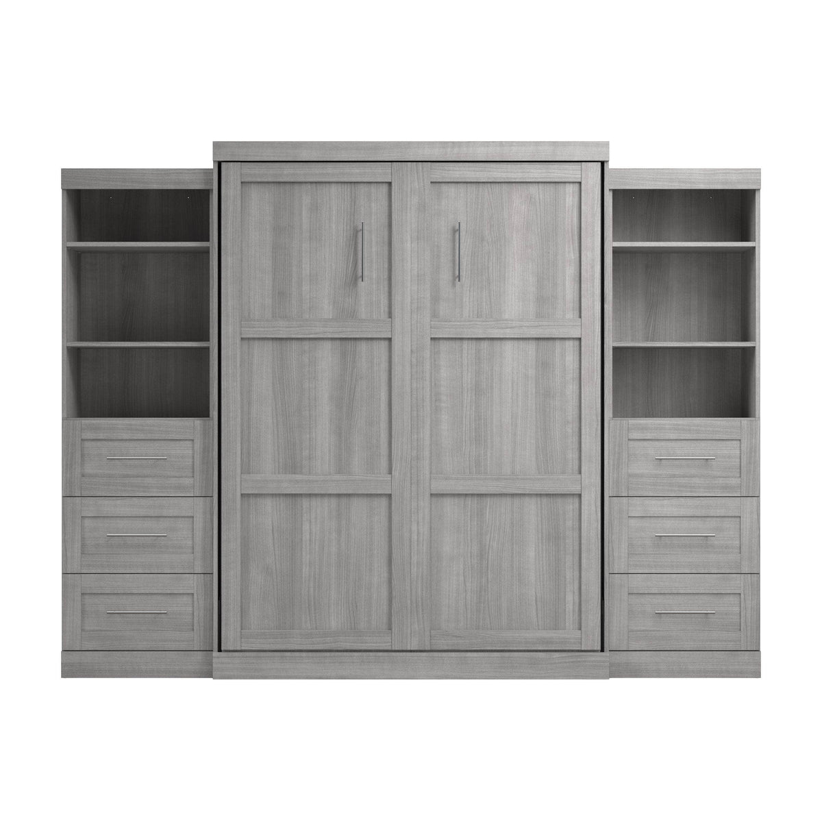 Modubox Pur 115" Queen Size Murphy Wall Bed with 2 Storage Units, image 34