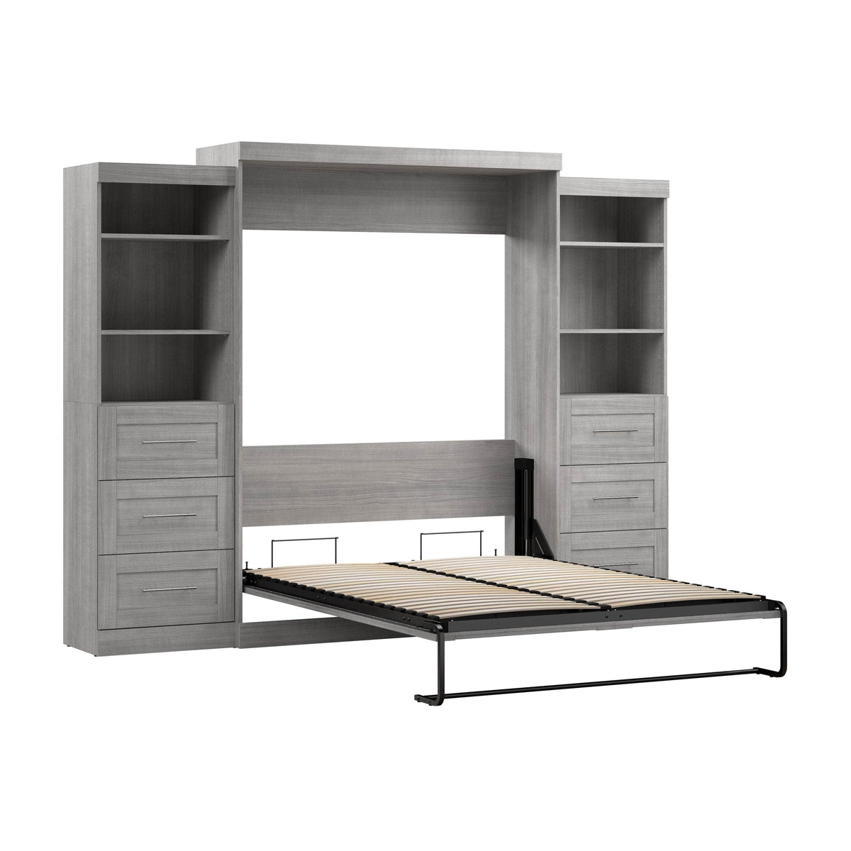Modubox Pur 115" Queen Size Murphy Wall Bed with 2 Storage Units, image 36