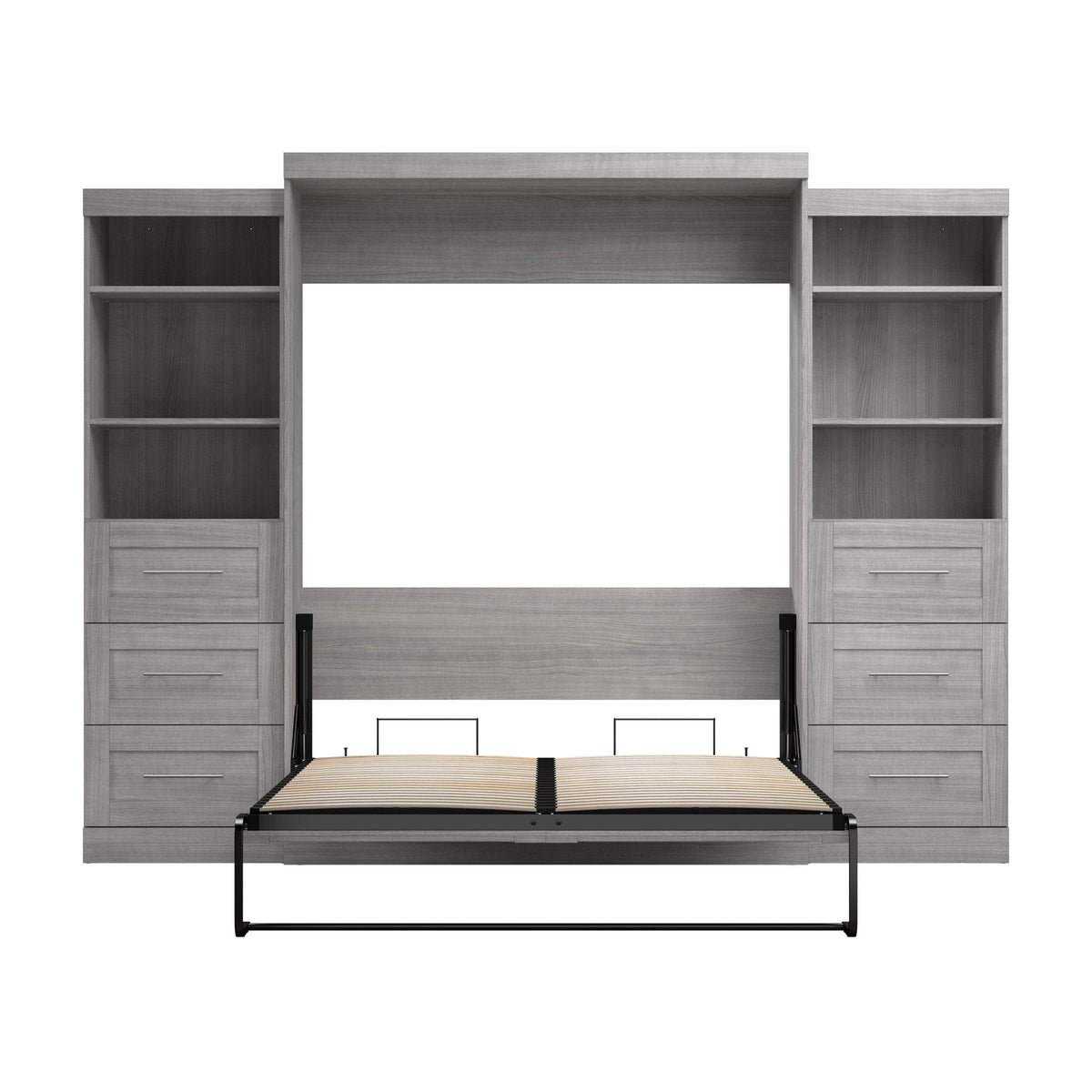 Modubox Pur 115" Queen Size Murphy Wall Bed with 2 Storage Units, image 37