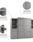 Modubox Pur 115" Queen Size Murphy Wall Bed with 2 Storage Units, image 40