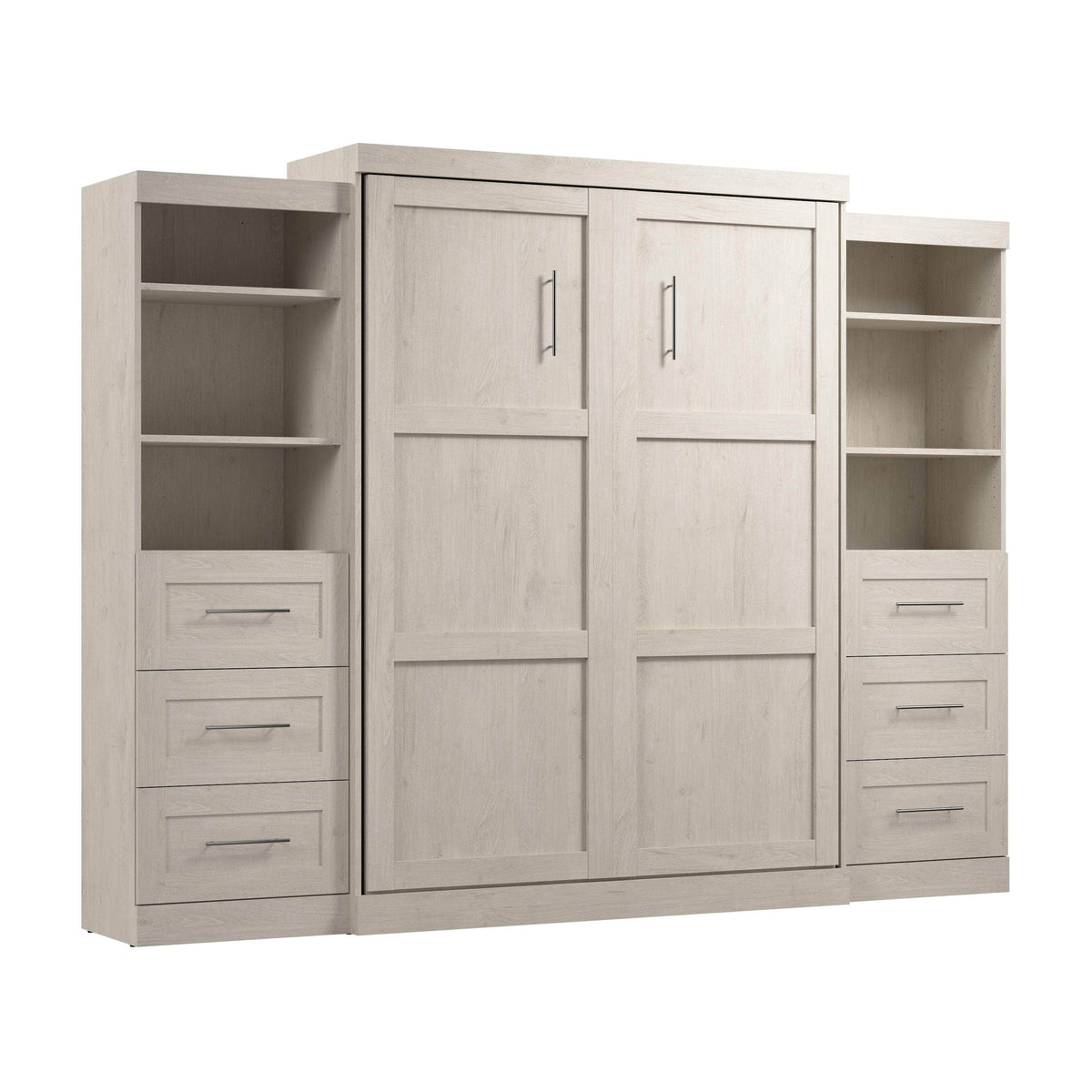 Modubox Pur 115" Queen Size Murphy Wall Bed with 2 Storage Units, image 48