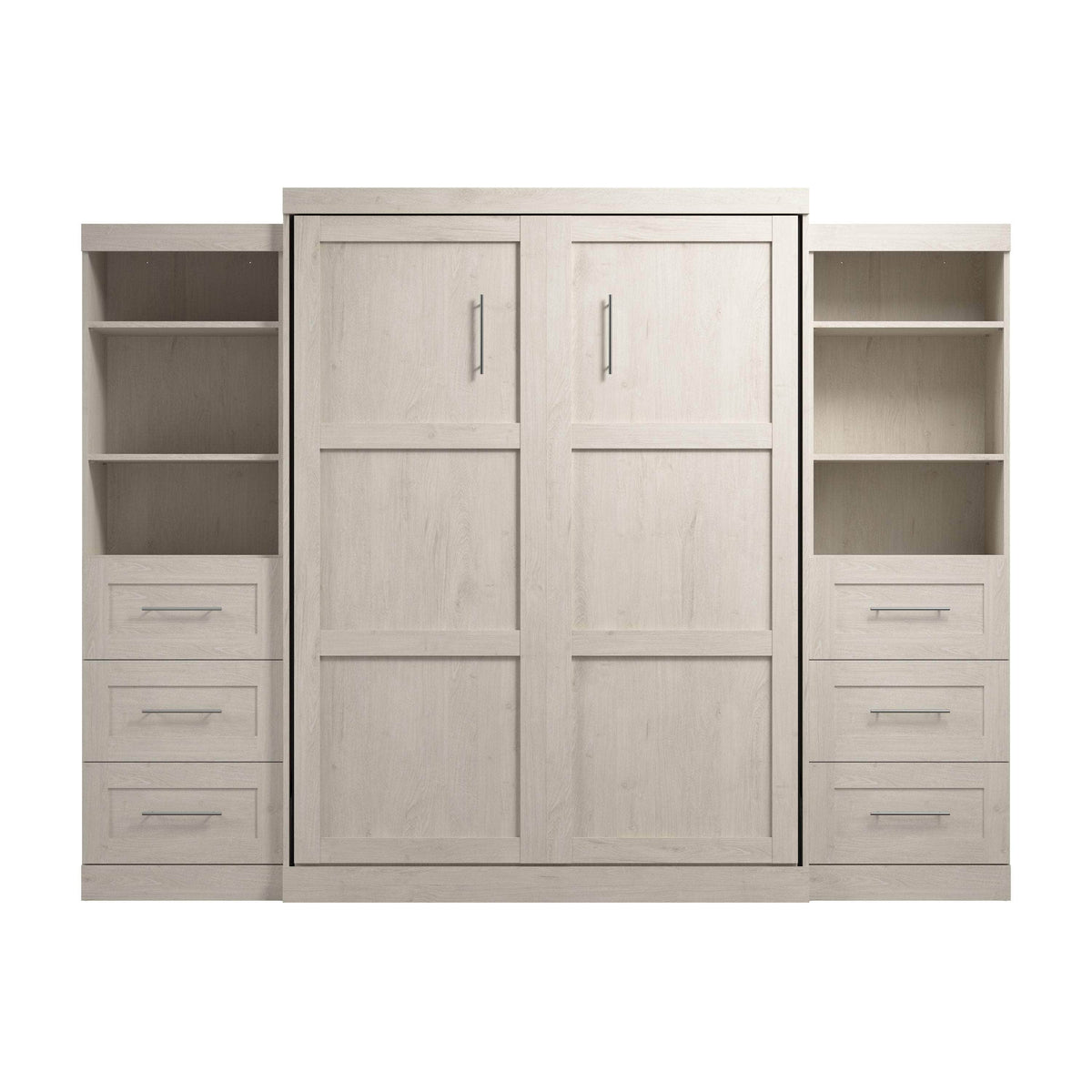 Modubox Pur 115" Queen Size Murphy Wall Bed with 2 Storage Units, image 46