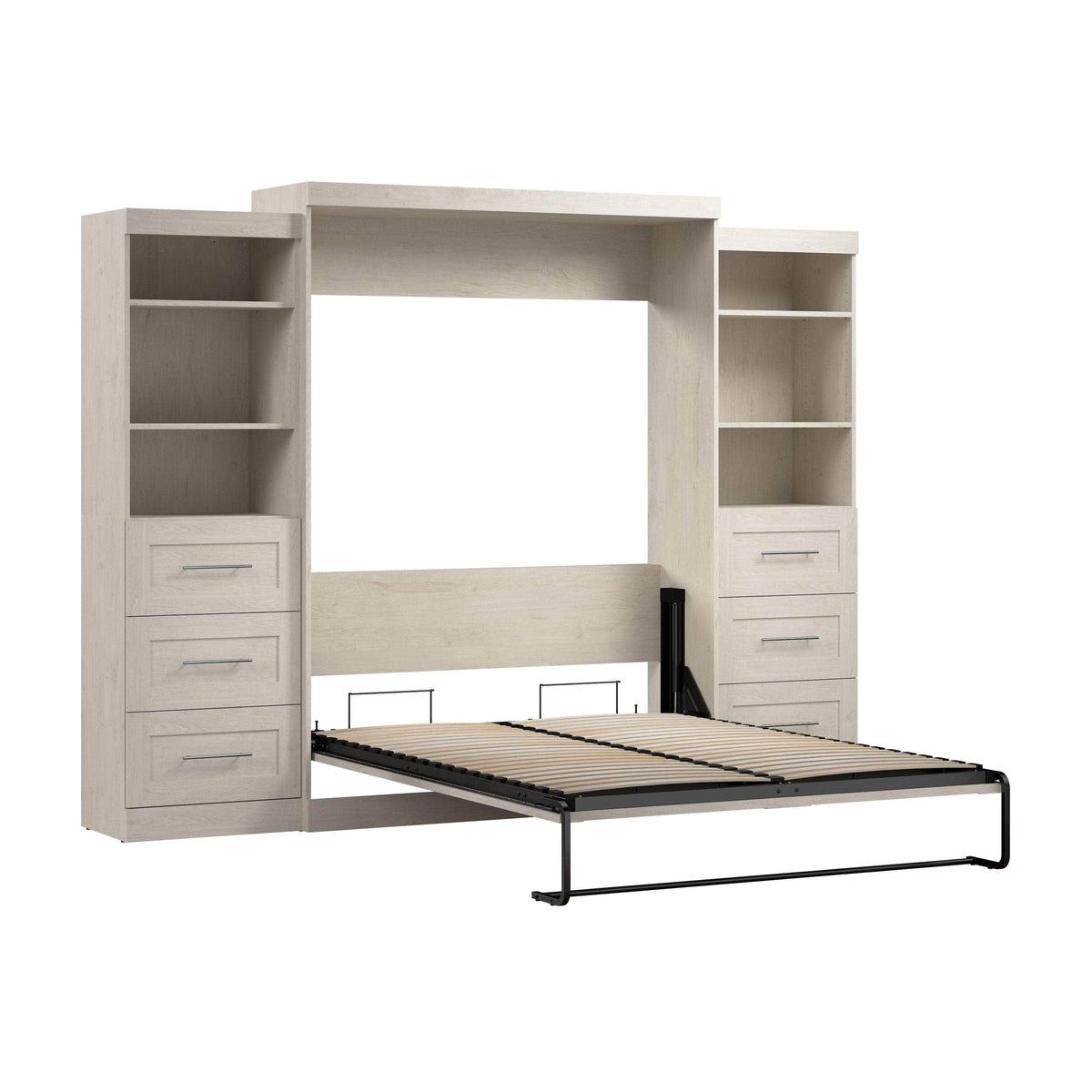 Modubox Pur 115" Queen Size Murphy Wall Bed with 2 Storage Units, image 49