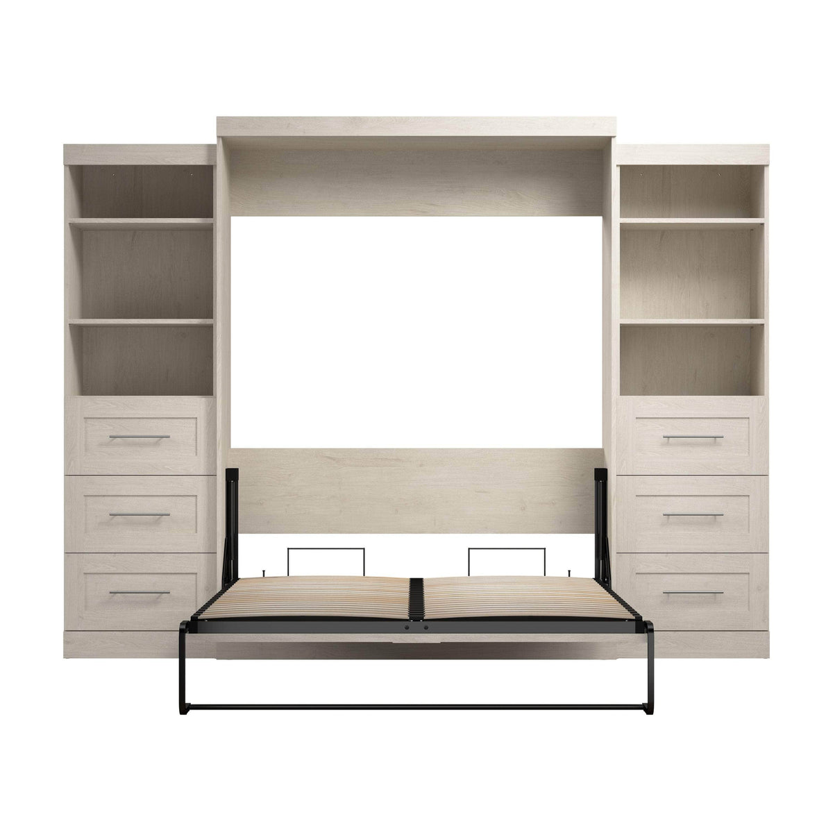 Modubox Pur 115" Queen Size Murphy Wall Bed with 2 Storage Units, image 50