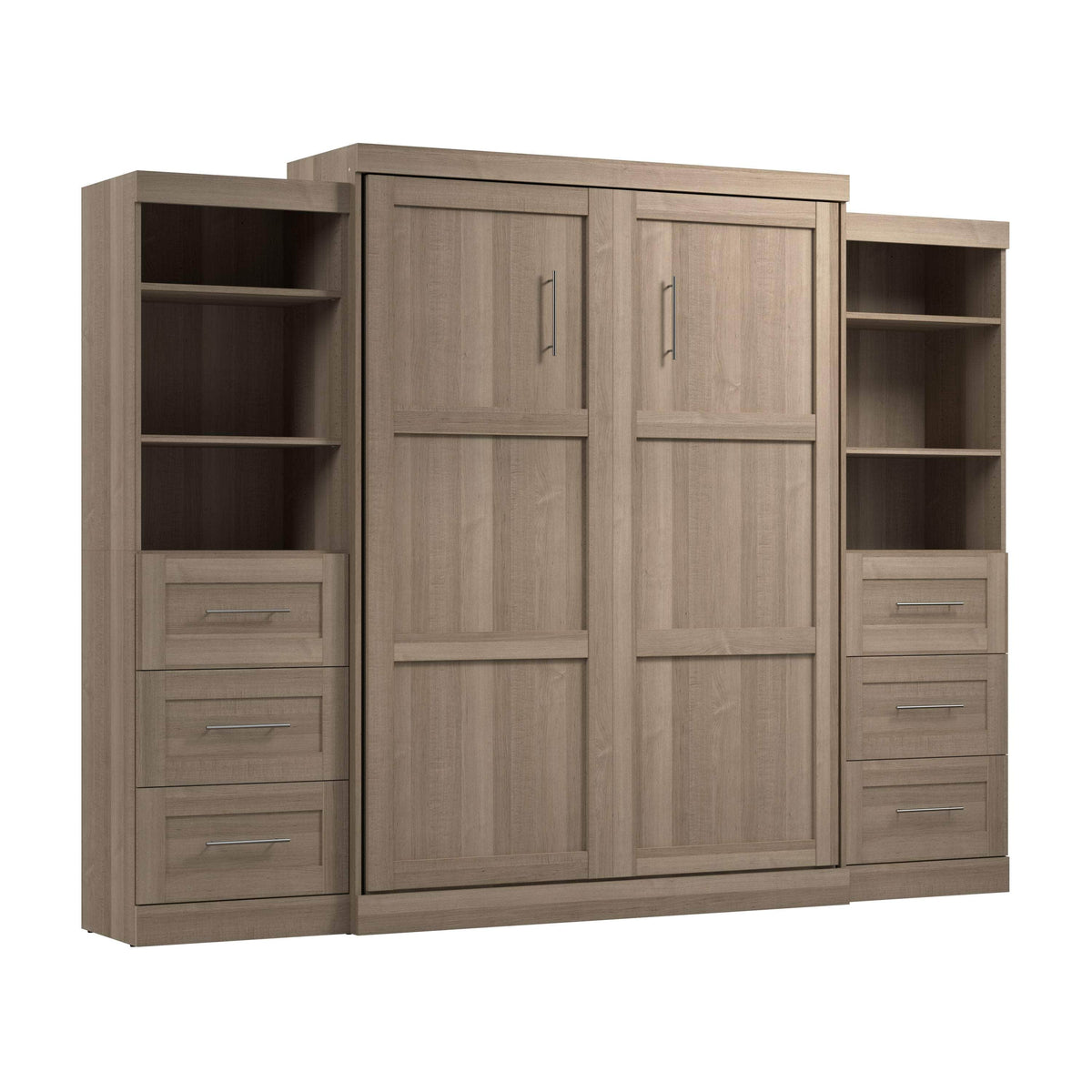 Modubox Pur 115" Queen Size Murphy Wall Bed with 2 Storage Units, image 61
