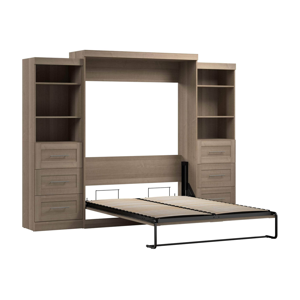 Modubox Pur 115" Queen Size Murphy Wall Bed with 2 Storage Units, image 60