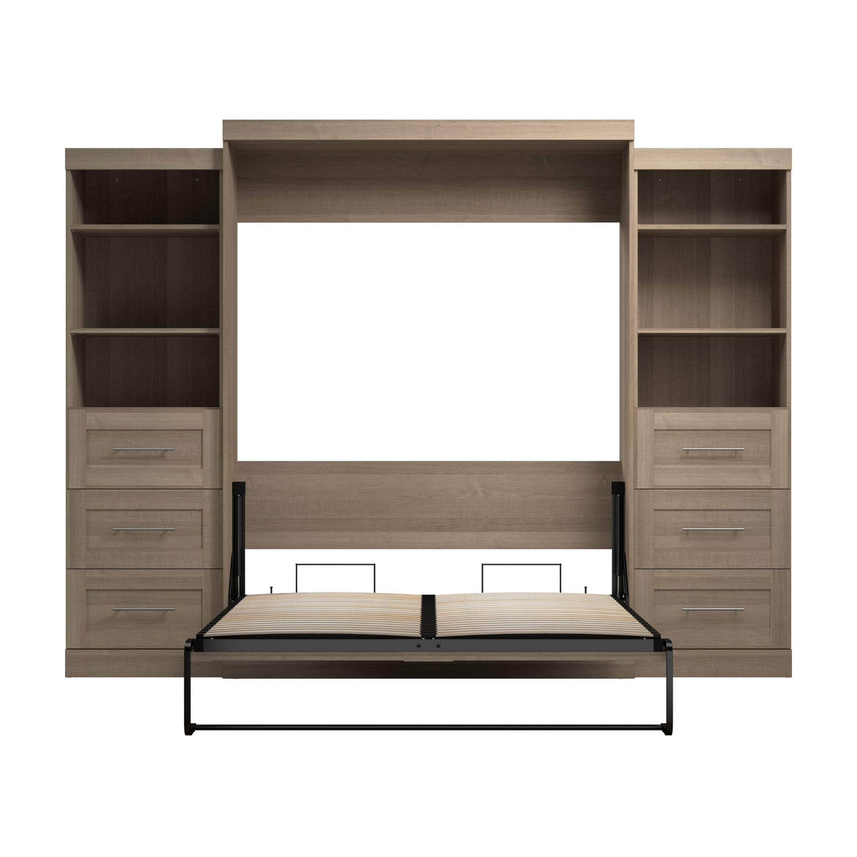 Modubox Pur 115" Queen Size Murphy Wall Bed with 2 Storage Units, image 62