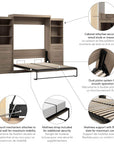 Modubox Pur 115" Queen Size Murphy Wall Bed with 2 Storage Units, image 63