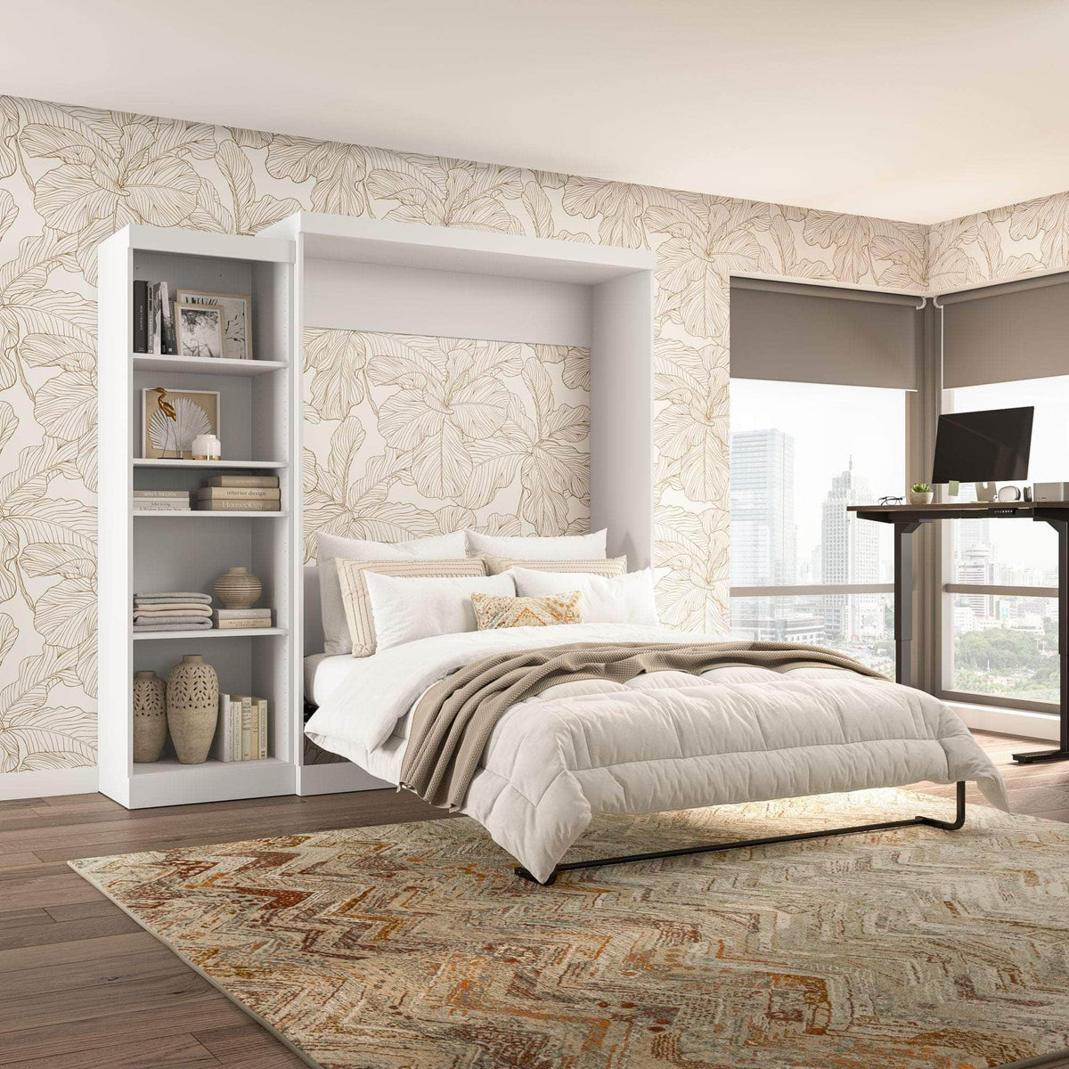 Modubox Pur 90" Queen Size Murphy Wall Bed with Storage Unit, image 3