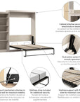 Modubox Pur 90" Queen Size Murphy Wall Bed with Storage Unit, image 54