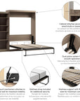 Modubox Pur 90" Queen Size Murphy Wall Bed with Storage Unit, image 66