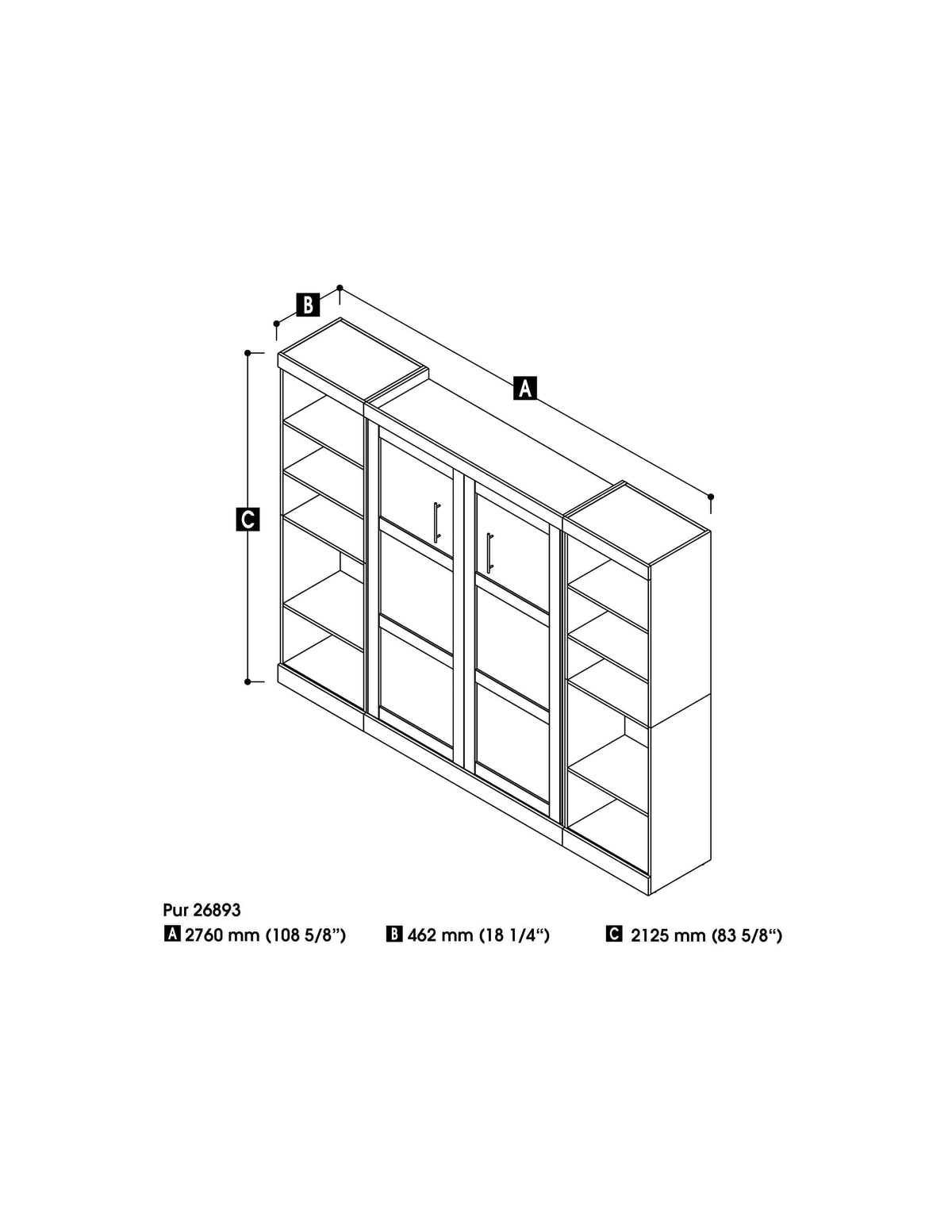 Modubox Pur Full Murphy Bed with 2 Storage Units (109W), image 6