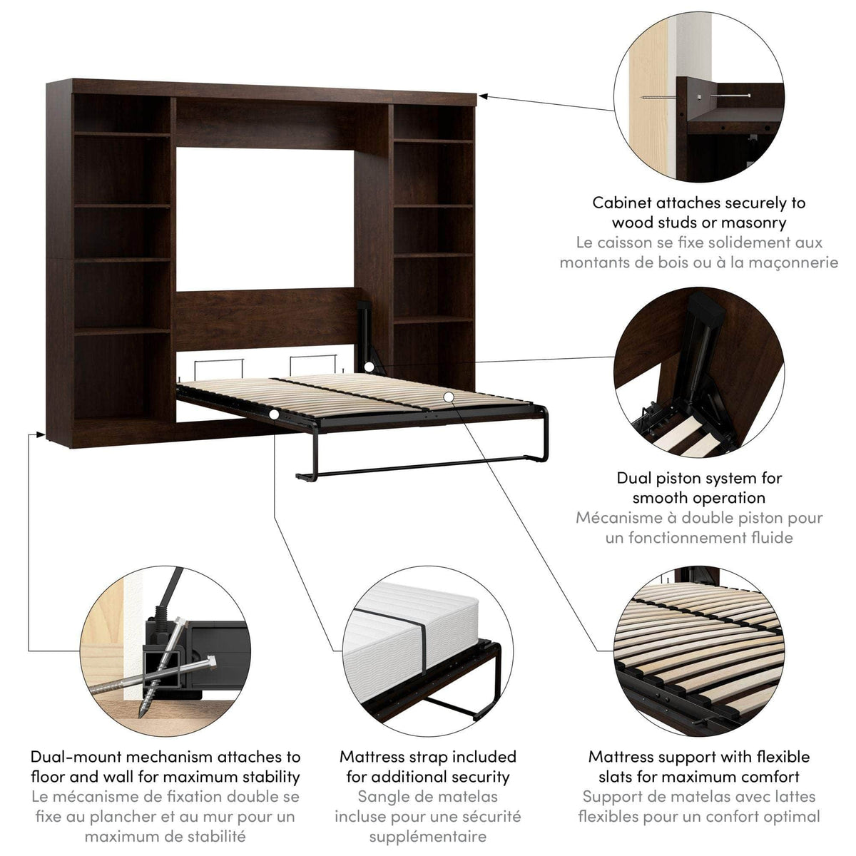 Modubox Pur Full Murphy Bed with 2 Storage Units (109W), image 20