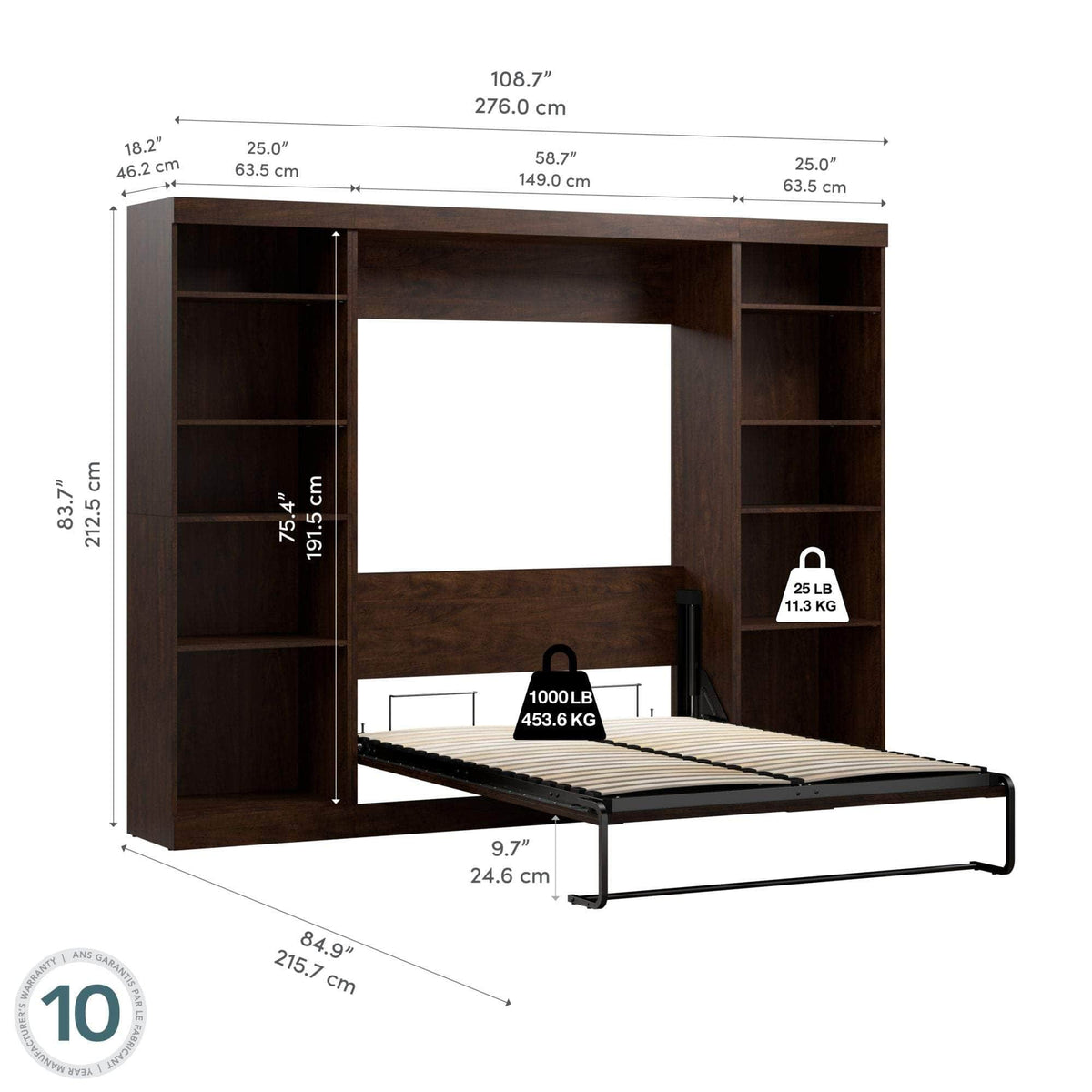 Modubox Pur Full Murphy Bed with 2 Storage Units (109W), image 15