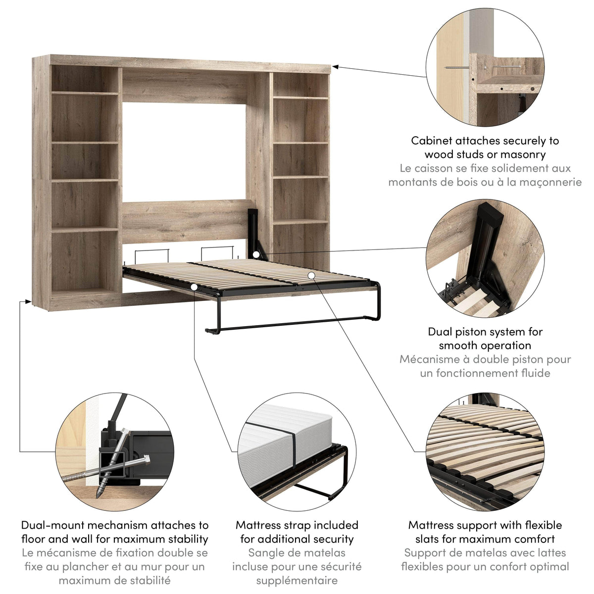 Modubox Pur Full Murphy Bed with 2 Storage Units (109W), image 33