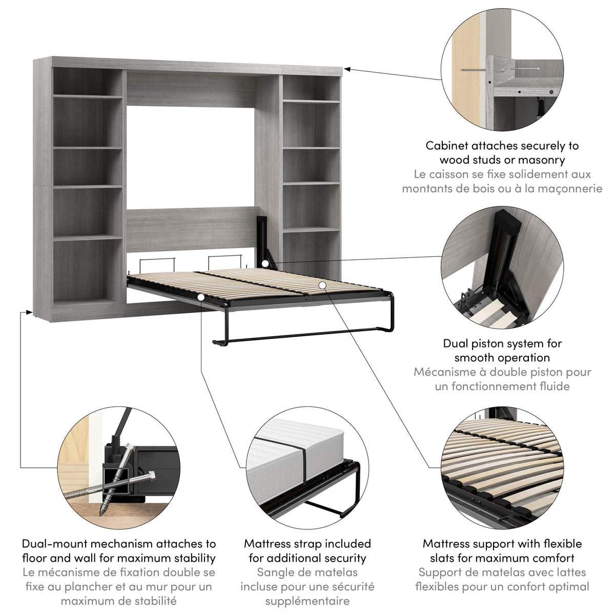 Modubox Pur Full Murphy Bed with 2 Storage Units (109W), image 48