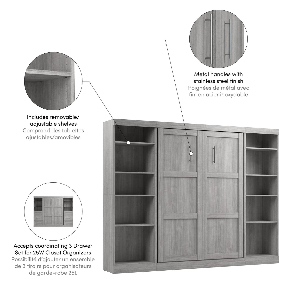 Modubox Pur Full Murphy Bed with 2 Storage Units (109W), image 49