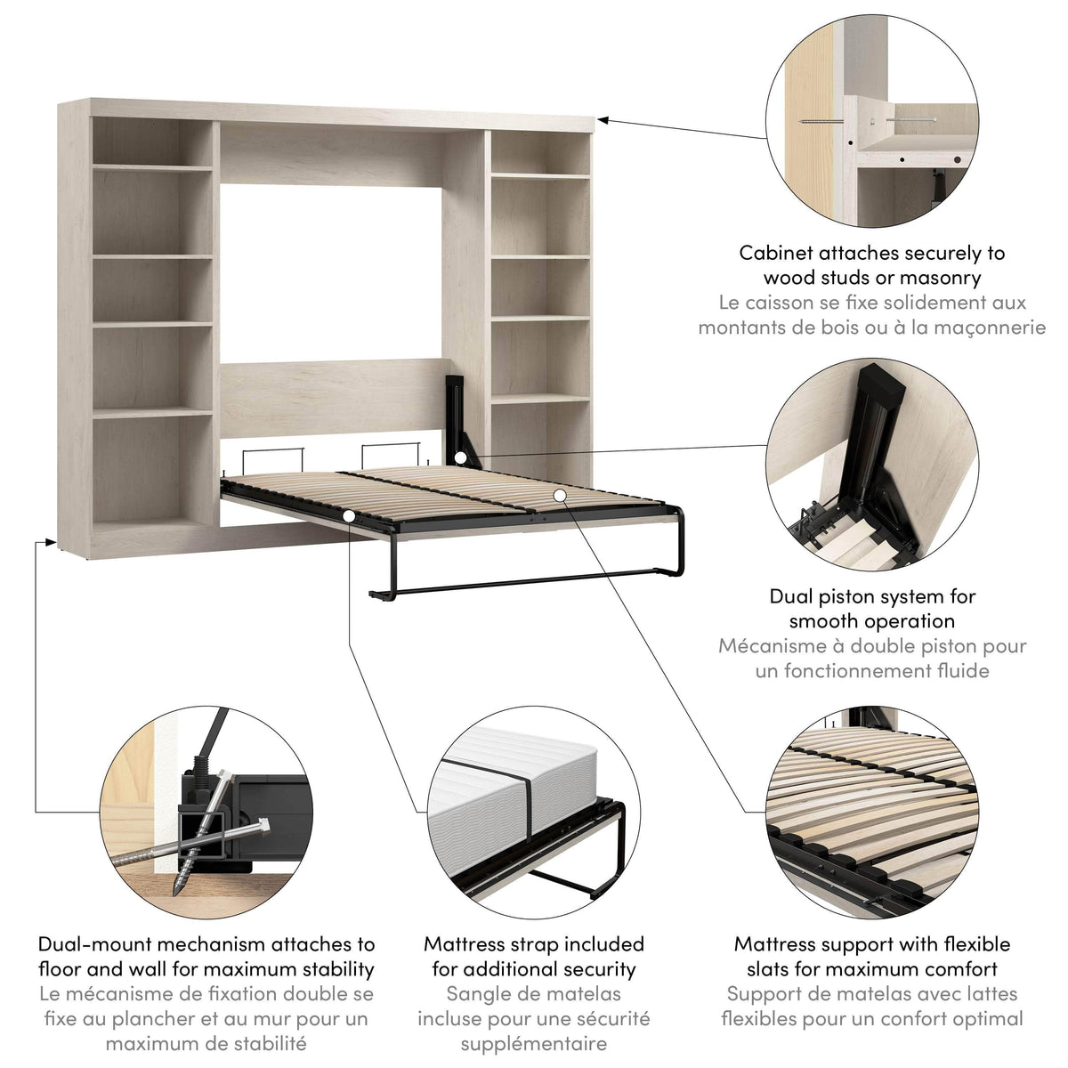 Modubox Pur Full Murphy Bed with 2 Storage Units (109W), image 61