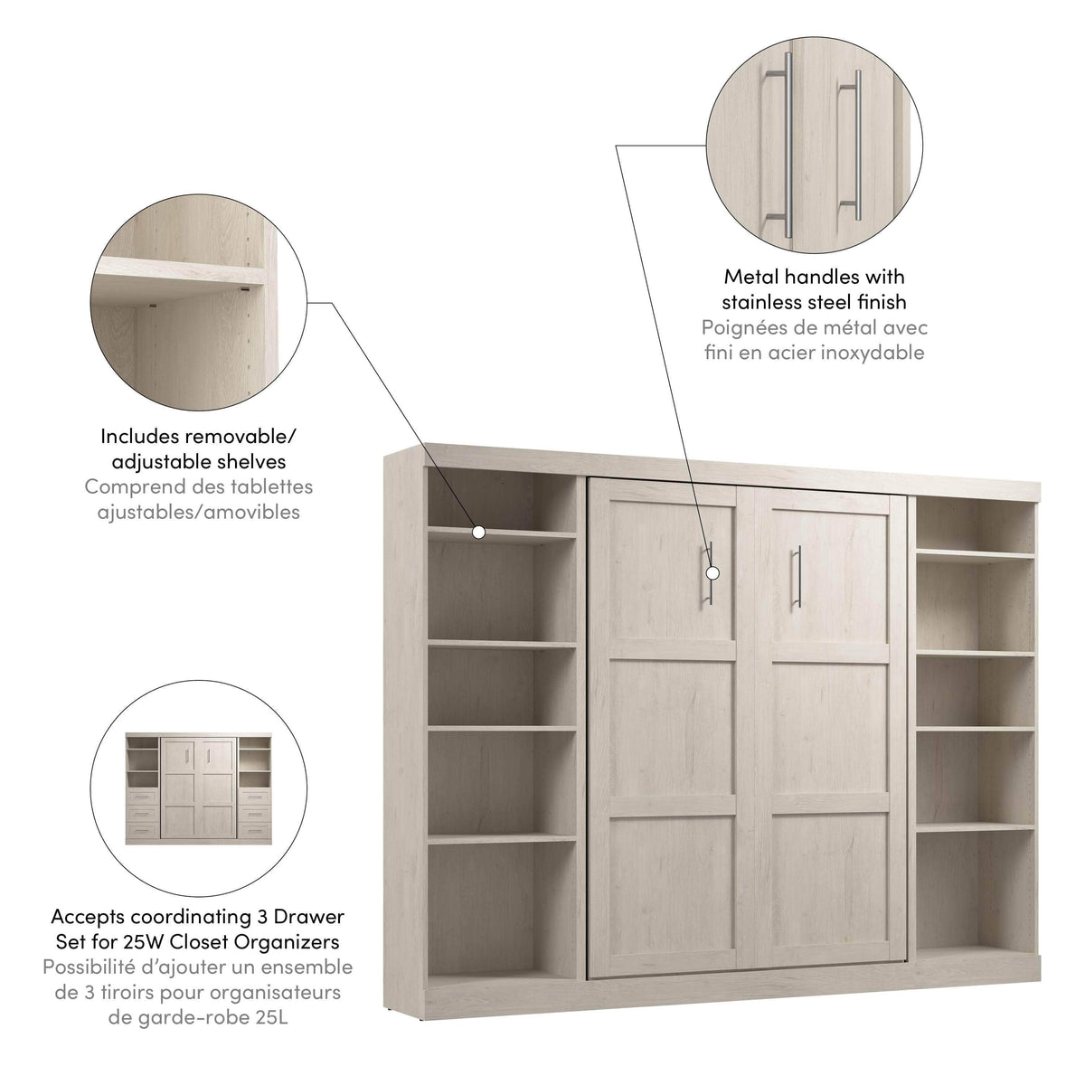 Modubox Pur Full Murphy Bed with 2 Storage Units (109W), image 63