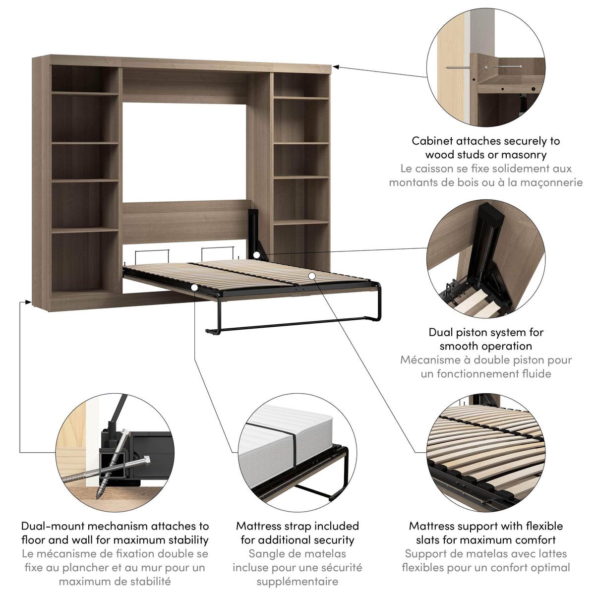 Modubox Pur Full Murphy Bed with 2 Storage Units (109W), image 72