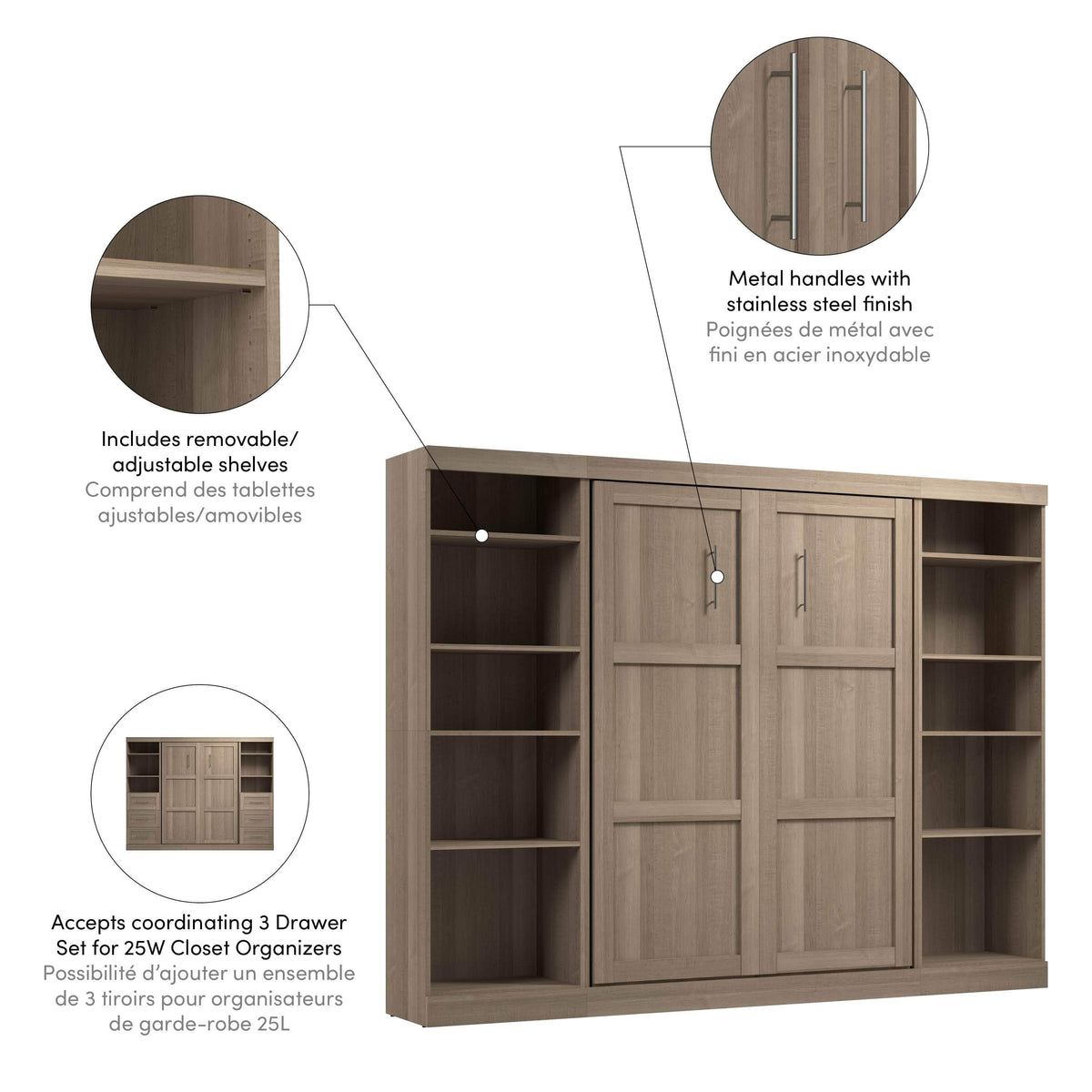 Modubox Pur Full Murphy Bed with 2 Storage Units (109W), image 73