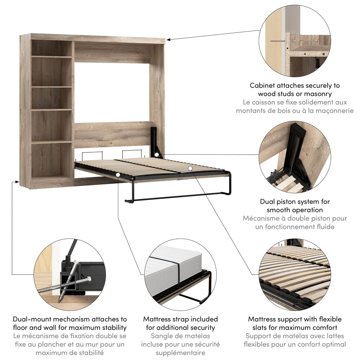 Modubox Pur Full Murphy Full Bed with Storage Unit (84W), image 35