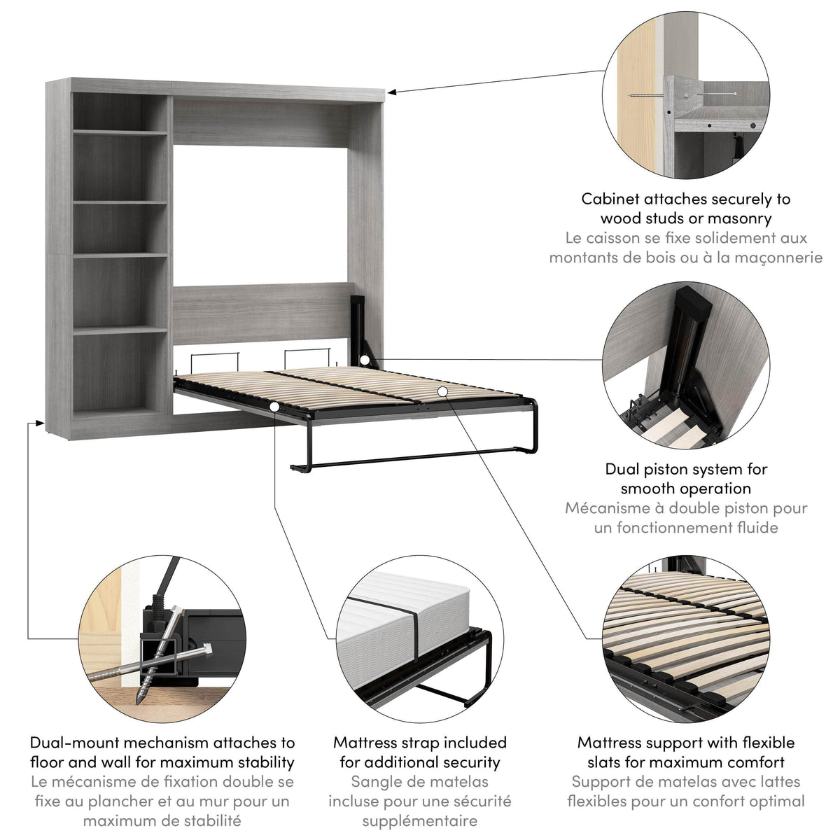 Modubox Pur Full Murphy Full Bed with Storage Unit (84W), image 47