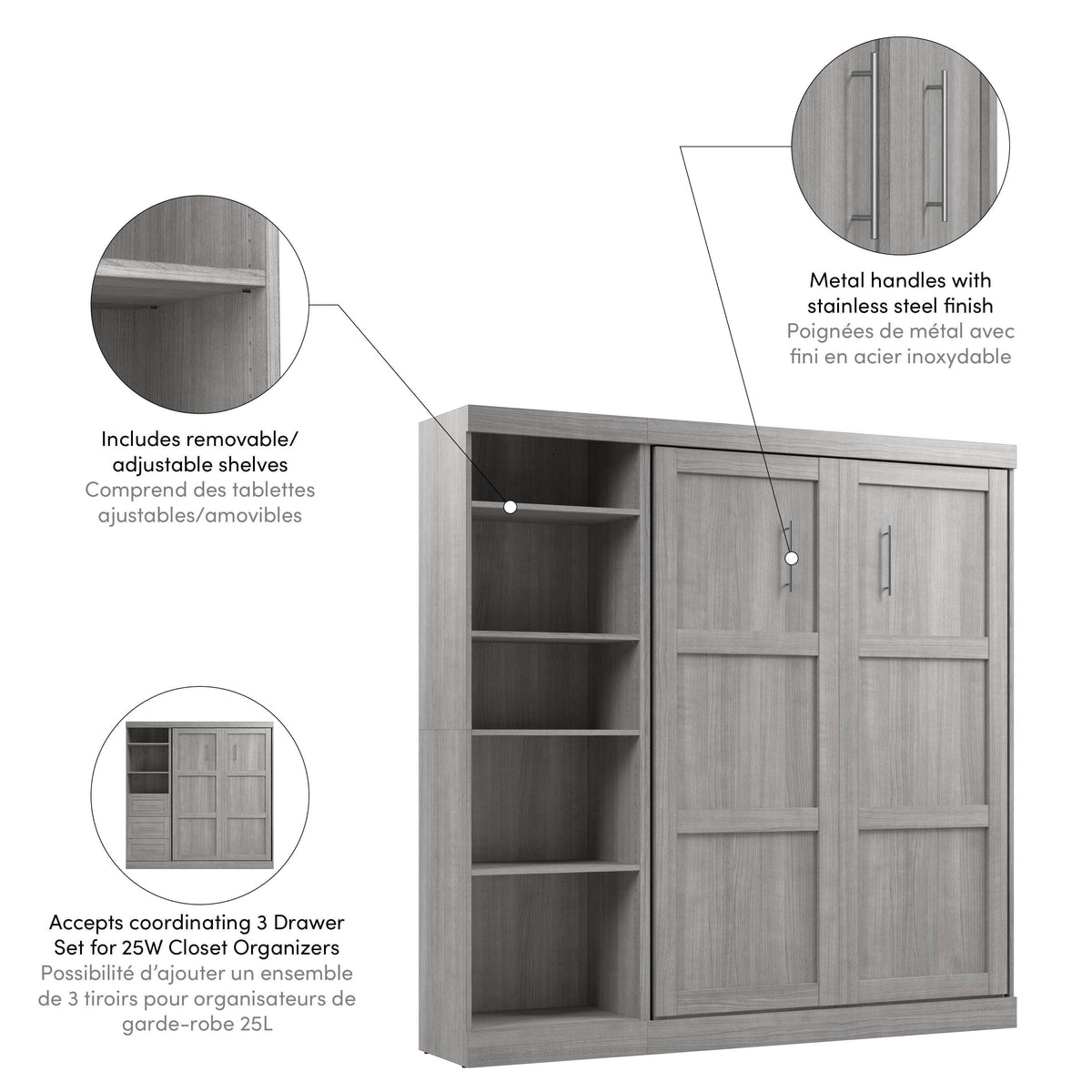 Modubox Pur Full Murphy Full Bed with Storage Unit (84W), image 48