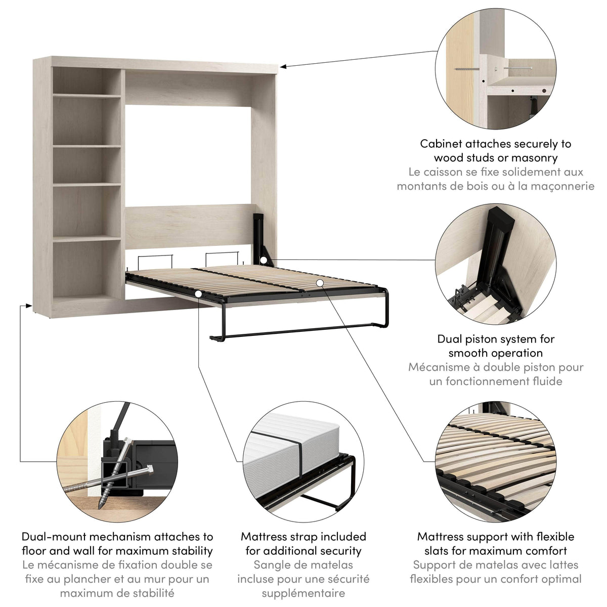 Modubox Pur Full Murphy Full Bed with Storage Unit (84W), image 60
