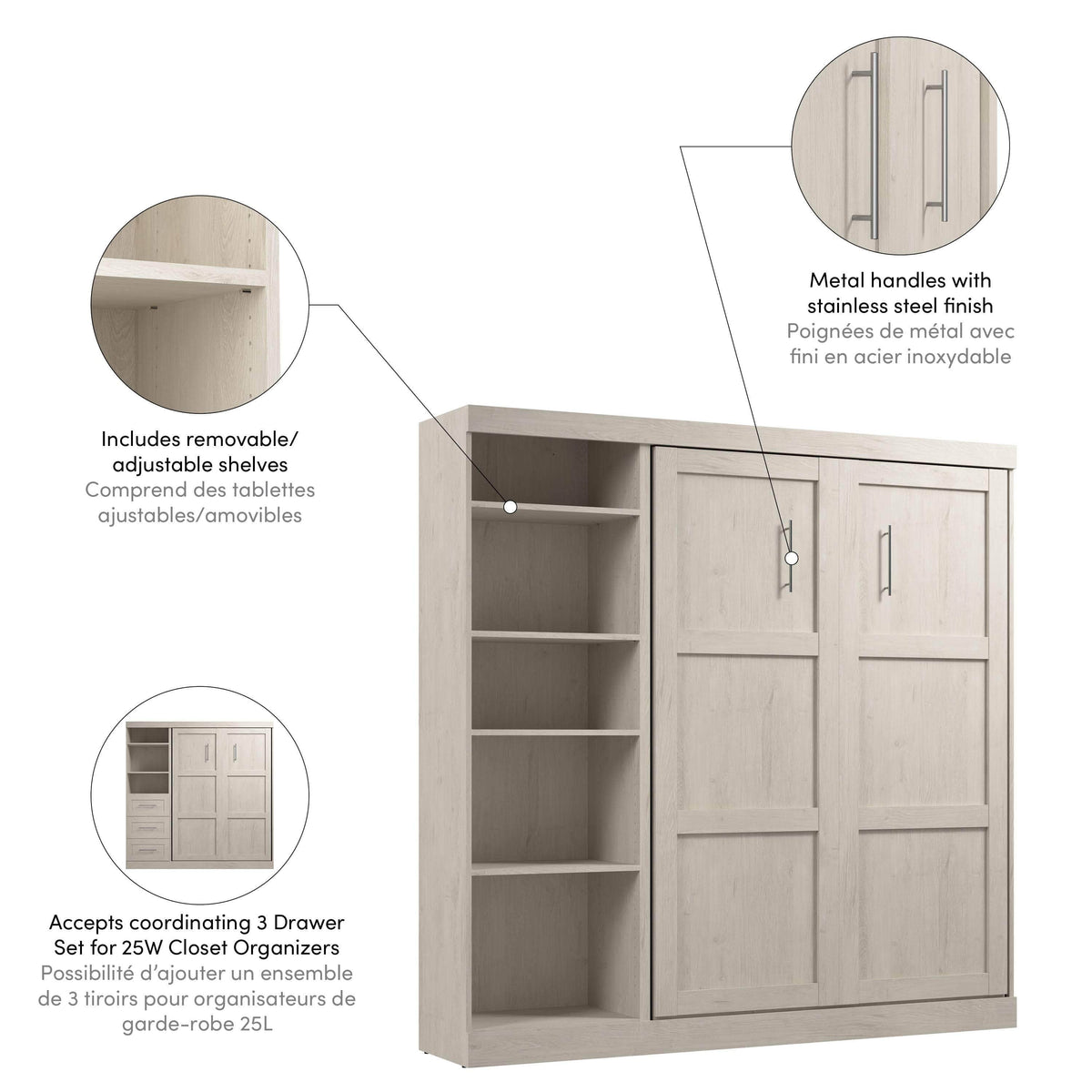Modubox Pur Full Murphy Full Bed with Storage Unit (84W), image 62