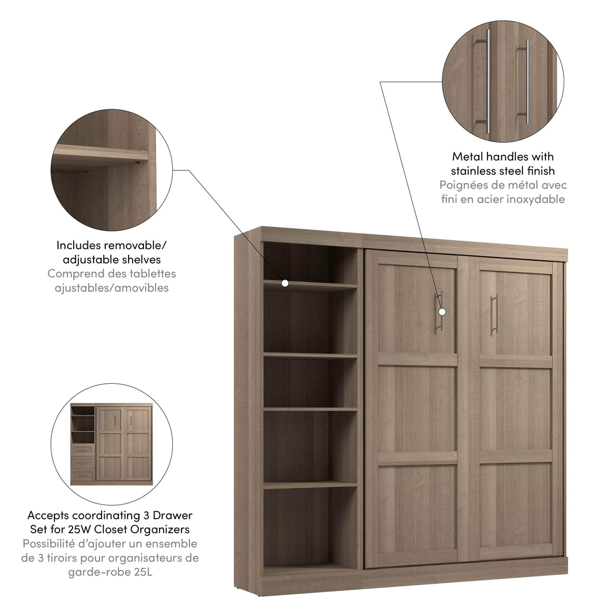 Modubox Pur Full Murphy Full Bed with Storage Unit (84W), image 74