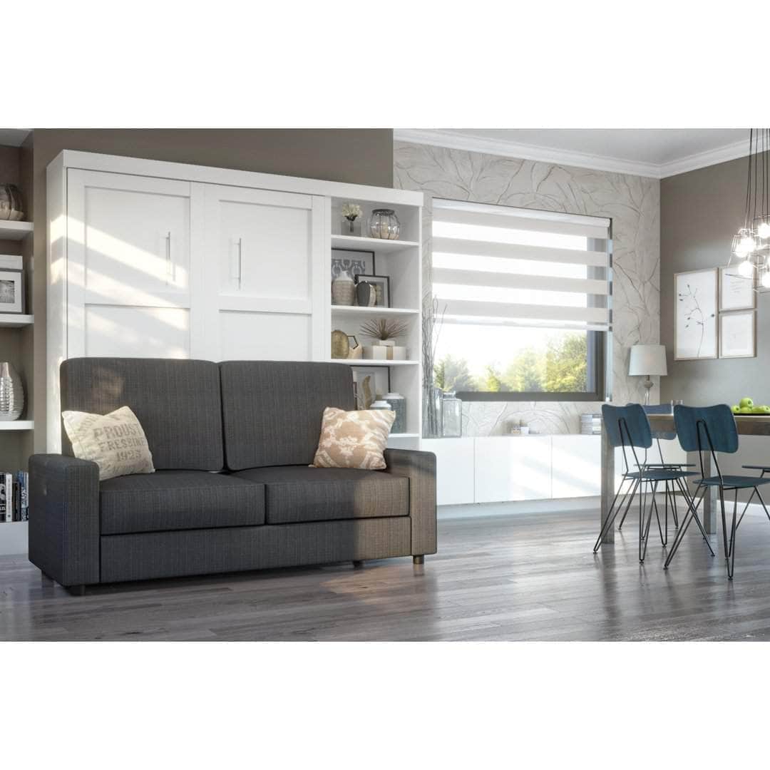 Modubox Pur Full Murphy Wall Bed, a Storage Unit and a Sofa (84“) in White, image 1