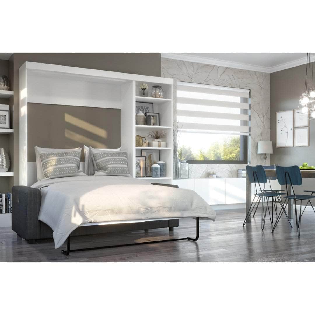 Modubox Pur Full Murphy Wall Bed, a Storage Unit and a Sofa (84“) in White, image 2
