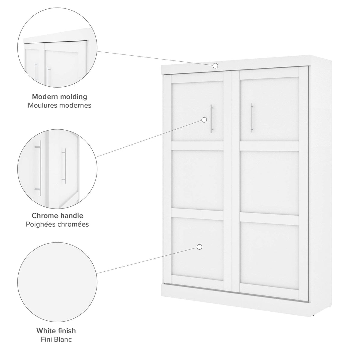Modubox Pur Full Murphy Wall Bed, a Storage Unit and a Sofa (84“) in White, image 5