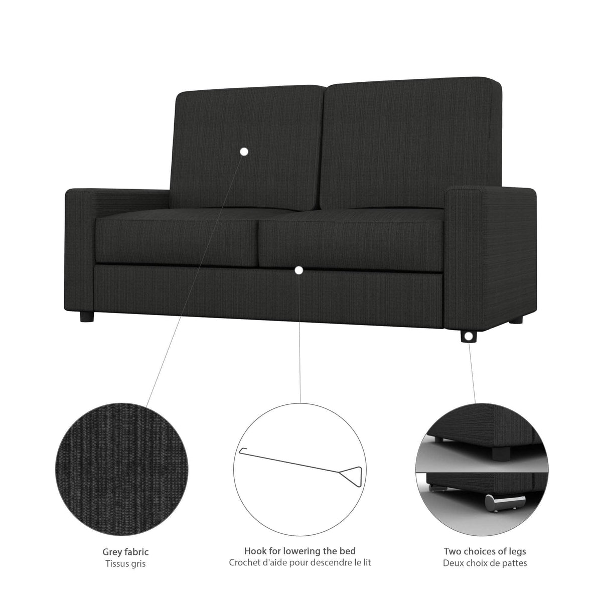 Modubox Pur Full Murphy Wall Bed, a Storage Unit and a Sofa (84“) in White, image 9