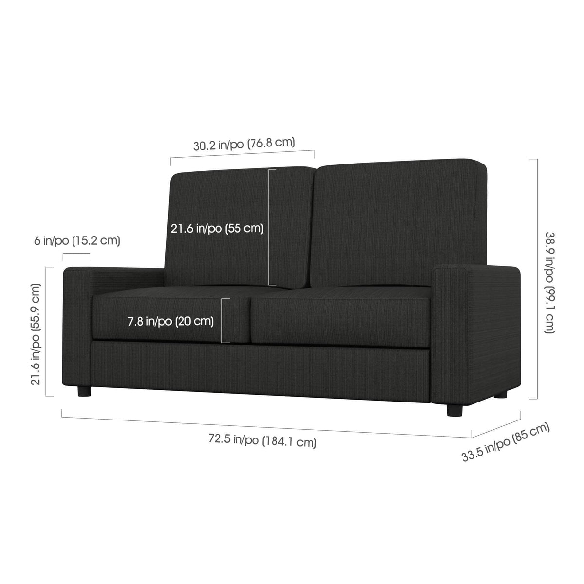 Modubox Pur Full Murphy Wall Bed, a Storage Unit and a Sofa (84“) in White, image 10
