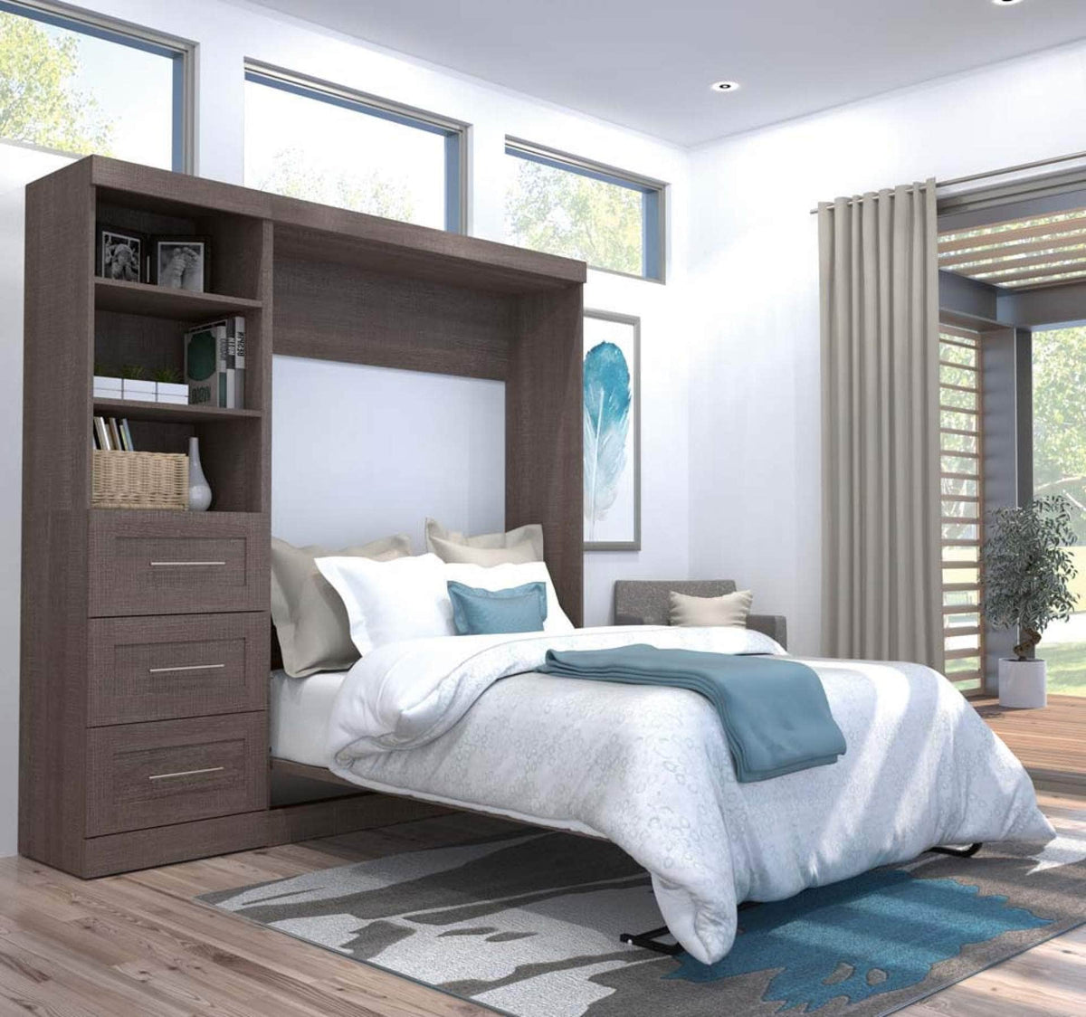Modubox Pur Full Murphy Wall Bed and 1 Storage Unit with Drawers (84”), image 8