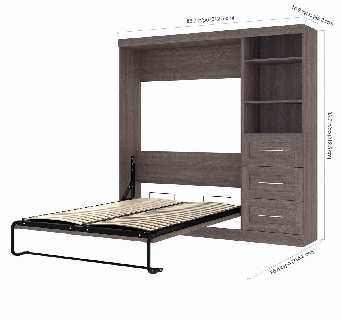Modubox Pur Full Murphy Wall Bed and 1 Storage Unit with Drawers (84”), image 11
