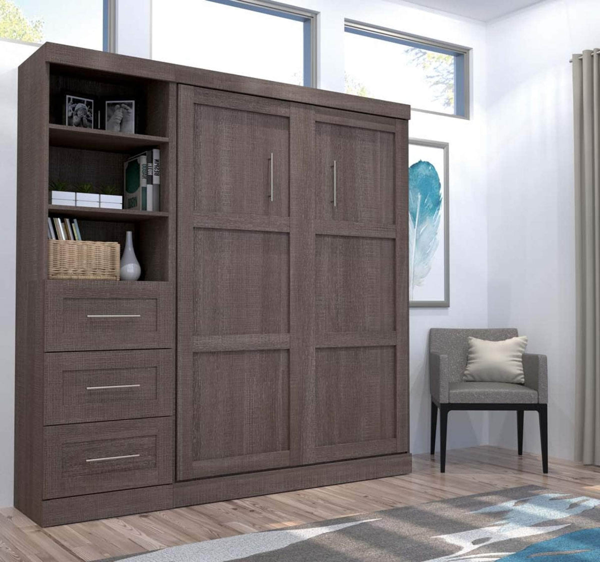 Modubox Pur Full Murphy Wall Bed and 1 Storage Unit with Drawers (84”), image 9