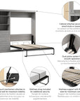 Modubox Pur Full Murphy Wall Bed and 1 Storage Unit with Drawers (84”), image 49