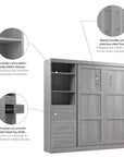 Modubox Pur Full Murphy Wall Bed and 1 Storage Unit with Drawers (84”), image 50