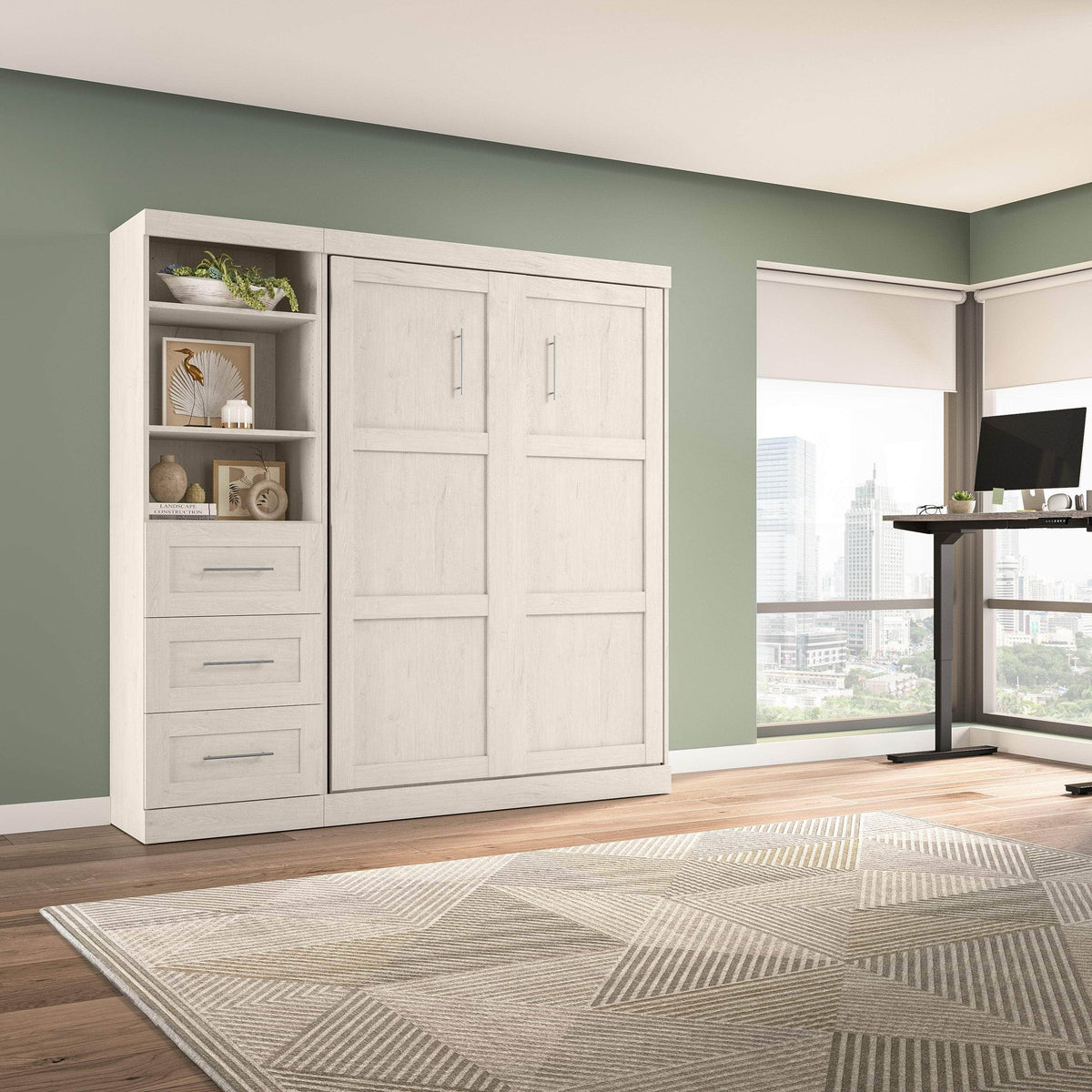 Modubox Pur Full Murphy Wall Bed and 1 Storage Unit with Drawers (84”), image 57