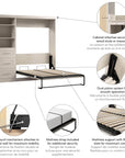 Modubox Pur Full Murphy Wall Bed and 1 Storage Unit with Drawers (84”), image 62