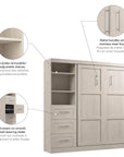 Modubox Pur Full Murphy Wall Bed and 1 Storage Unit with Drawers (84”), image 64