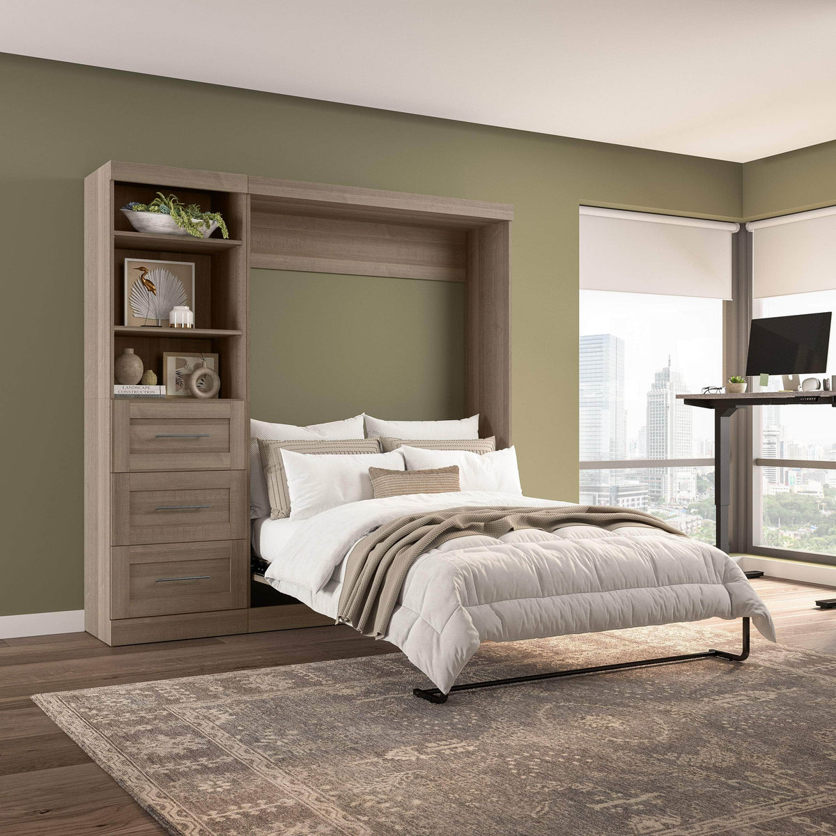 Modubox Pur Full Murphy Wall Bed and 1 Storage Unit with Drawers (84”), image 68