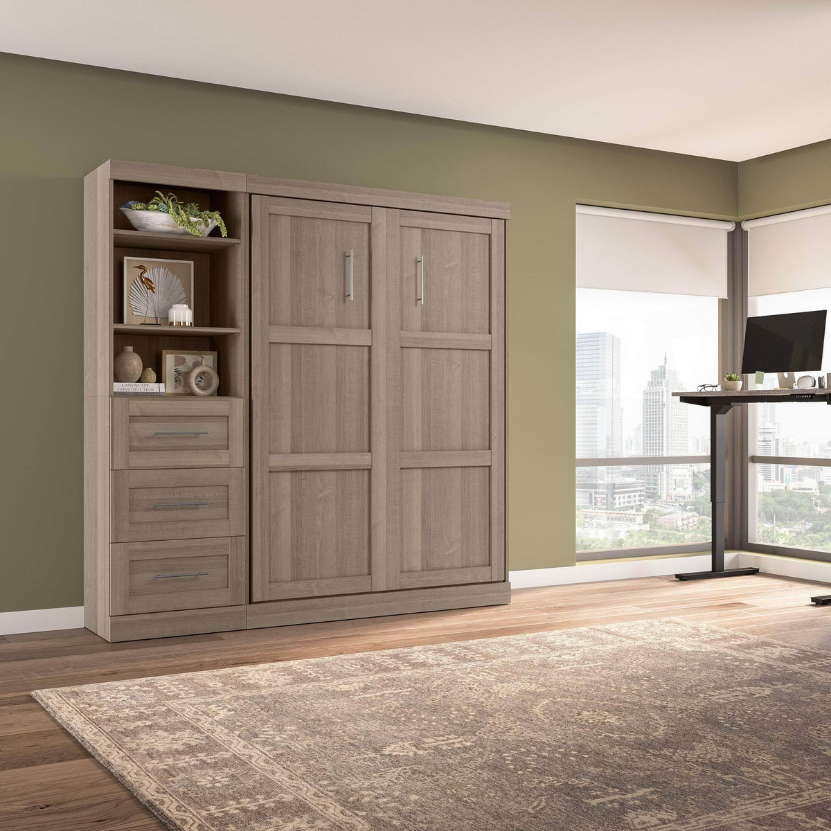 Modubox Pur Full Murphy Wall Bed and 1 Storage Unit with Drawers (84”), image 69